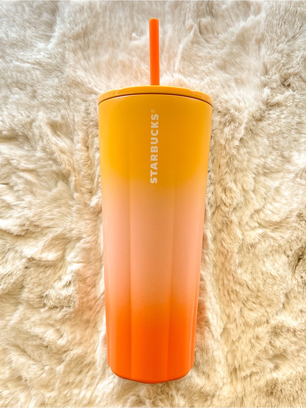Starbucks Gradient Orange Sherbet Cold Cup Stainless 24oz Tumbler with Straw